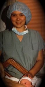A post natal photo of one of Corinne's first pregnant patients 1989.